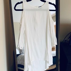 White Sparkle Fade Cold Shoulder Tunic